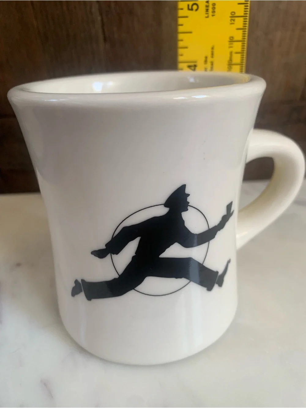 Vintage Ceramic CoffeeTea  Mug with Black Running Man  Silhouette